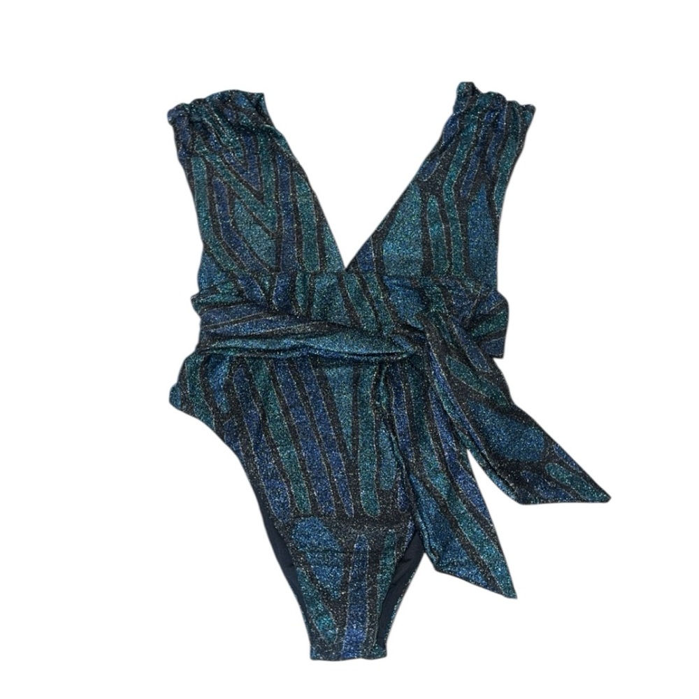 NWT Ramy Brook Printed Shimmery Paradise Sparkle Viona One-Piece Swimsuit Medium - Picture 3 of 10
